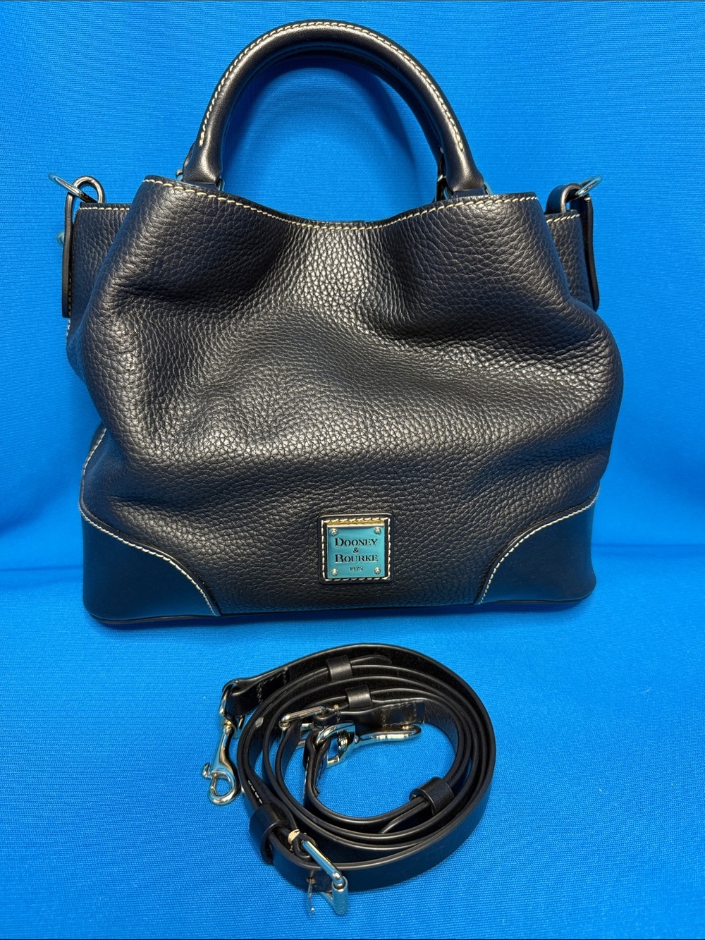 GORGEOUS & HTF DOONEY & BOURKE BLACK PEBBLE LEATHER BRENNA SATCHEL SHOULDER BAG